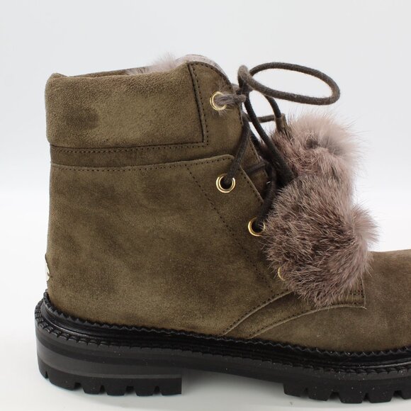 NEW JIMMY CHOO Suede Pom-Pom Booties - Picture 10 of 16